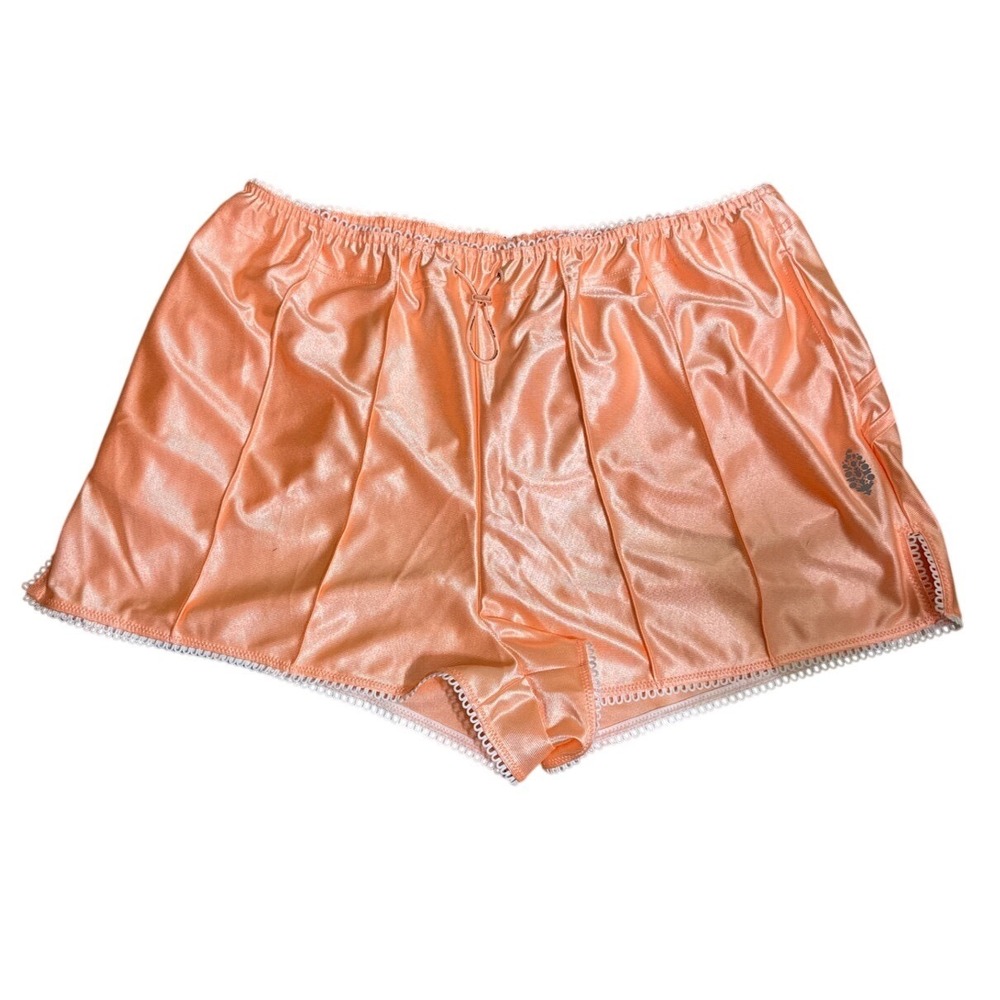FP Movement Free People Hot Shot Satin Shorts‎ Peach Apricot Lace Trim XL Active